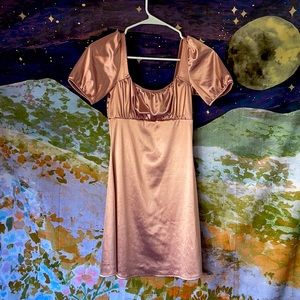 shiny pink divided mini dress